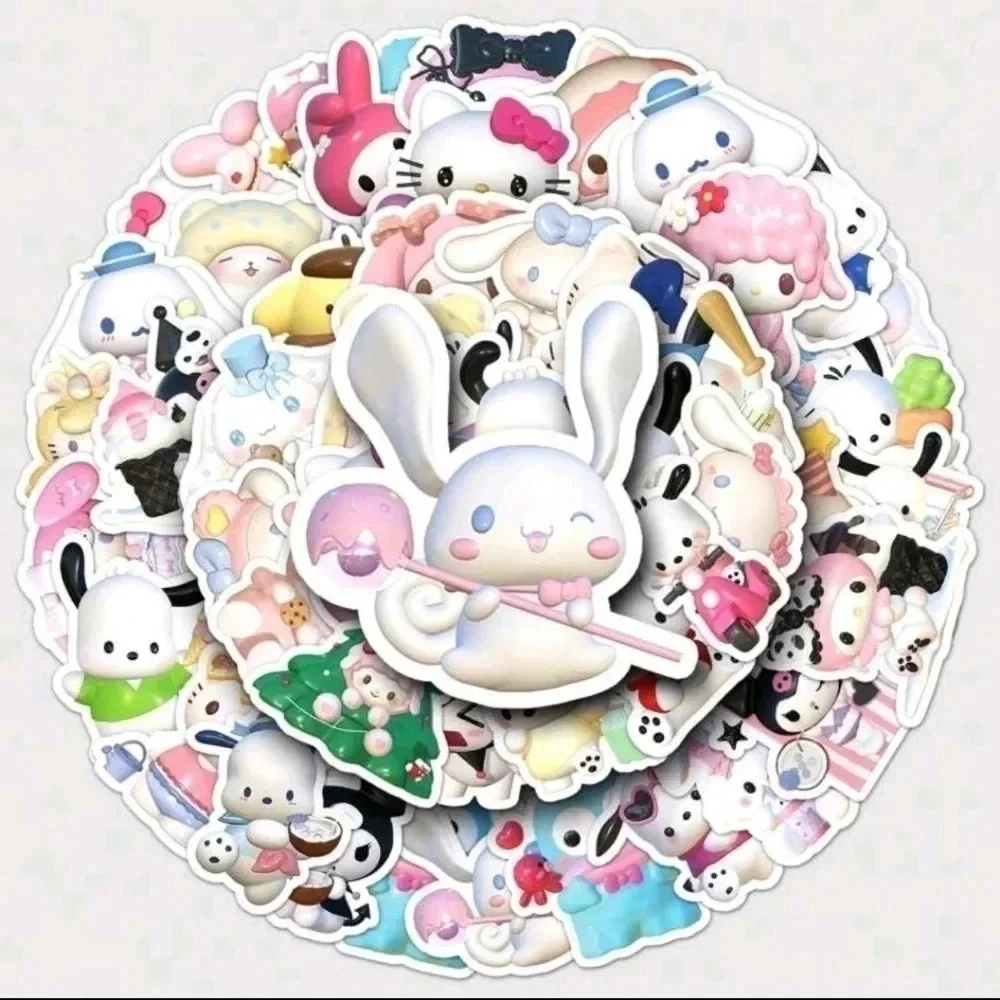 50 piece anime manga girls sticker set hello kitty vinyl decal decor home pink